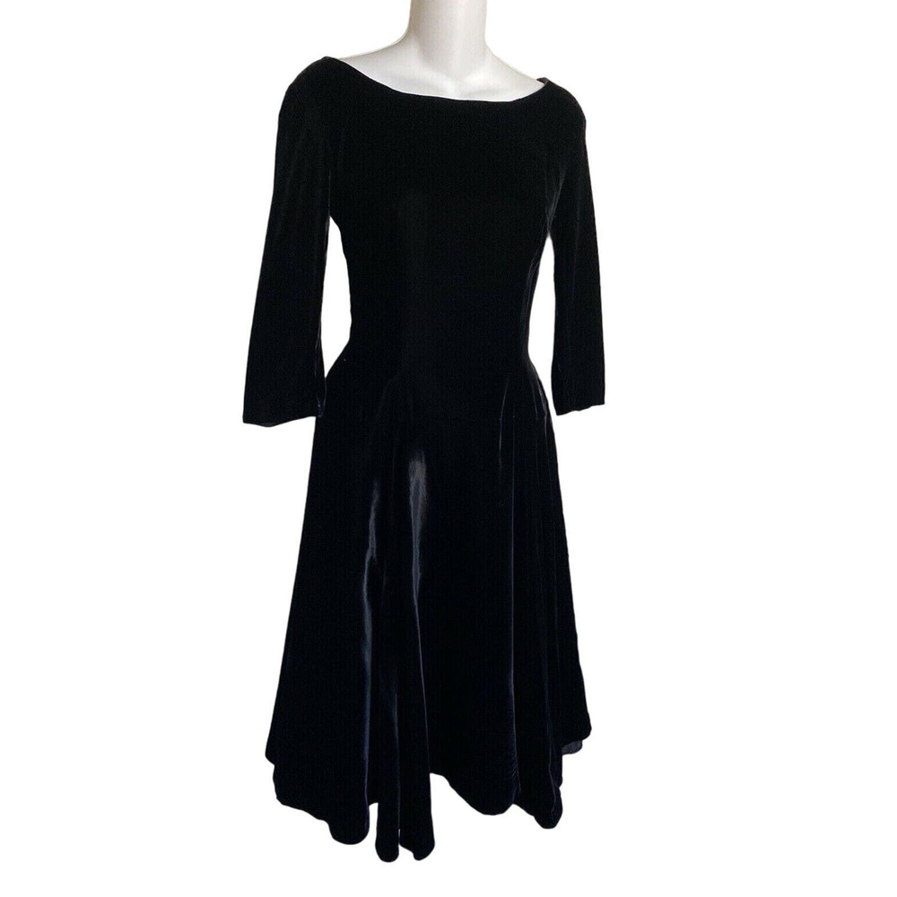 Vintage Anne Fogarty Velvet Fit & Flare Dress S XS Goth Regency Dark Romance